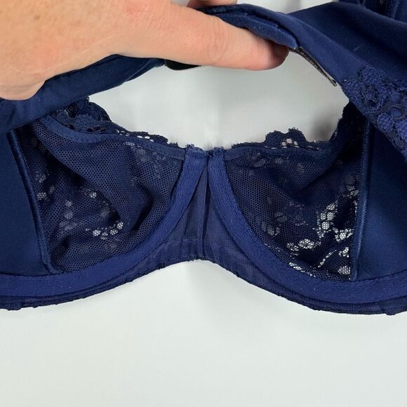 Victoria’s Secret open lace cup navy blue unlined underwire demi bra versatile s - Picture 7 of 7
